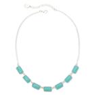 Liz Claiborne Teal Stone Silver-tone Collar Necklace