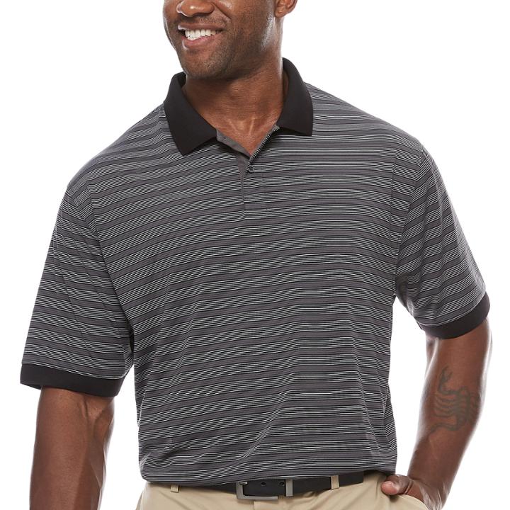 Claiborne Short Sleeve Stripe Polo Shirt Big And Tall