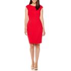 London Style Collection Cap-sleeve Swirl Texture Side Pleat Sheath Dress - Petites