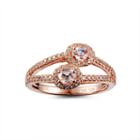 Womens Pink Morganite Gold Over Silver Bypass Ring