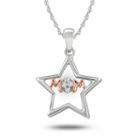 Womens Diamond Accent White Diamond 14k Rose Gold Over Silver Sterling Silver Star Pendant Necklace