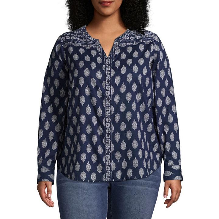 Liz Claiborne Cutaway Shirt- Plus