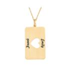 Personalized 14k Yellow Gold Rectangular Heart Cutout Pendant Necklace