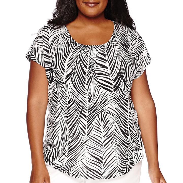 Liz Claiborne Short-sleeve Shirred Tee - Plus