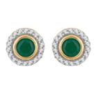 1/10 Ct. T.w. Genuine Green Emerald 10k Gold 7.2mm Round Stud Earrings