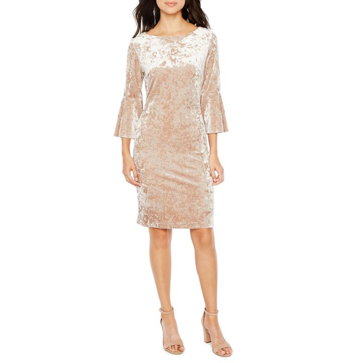 Ronni Nicole 3/4 Bell Sleeve Velvet Shift Dress