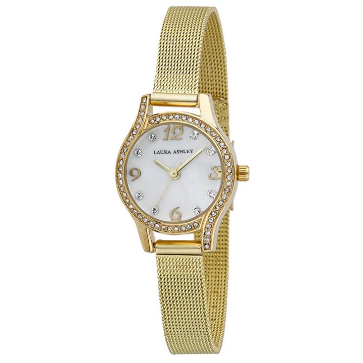 Laura Ashley Womens Gold Tone Strap Watch-la31037yg