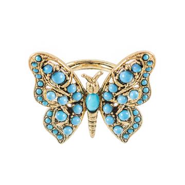 Kjl By Kenneth Jay Lane Gold-tone Aqua Butterfly Ring