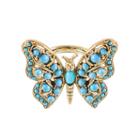 Kjl By Kenneth Jay Lane Gold-tone Aqua Butterfly Ring