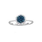 1/2 Ct. T.w. White & Color-enhanced Blue Diamond Cluster Sterling Silver Ring