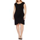 Worthington Short-sleeve Draped Sheath Dress - Plus
