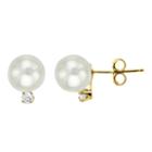 Certified Sofia&trade; Cultured 6mm Freshwater Pearl & Diamond-accent Stud Earrings