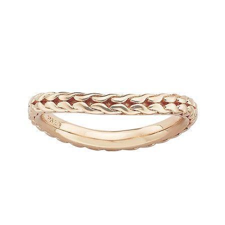 Personally Stackable 18k Rose Gold Over Sterling Silver Braided Wave Ring