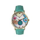 Olivia Pratt Womens Multicolor Heart, Birds And Flowers Dial Mint Leather Watch 26362mint