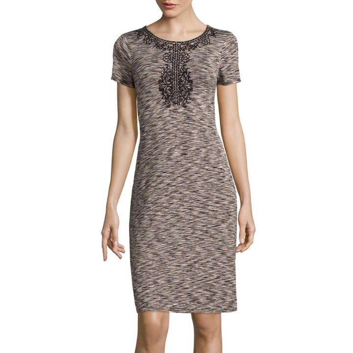 Spense Short-sleeve Embroidered T-shirt Dress