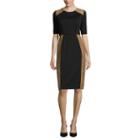 Ronni Nicole Elbow-sleeve Faux-suede-block Sheath Dress