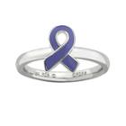 Personally Stackable Sterling Silver Purple Enamel Awareness Ribbon Ring