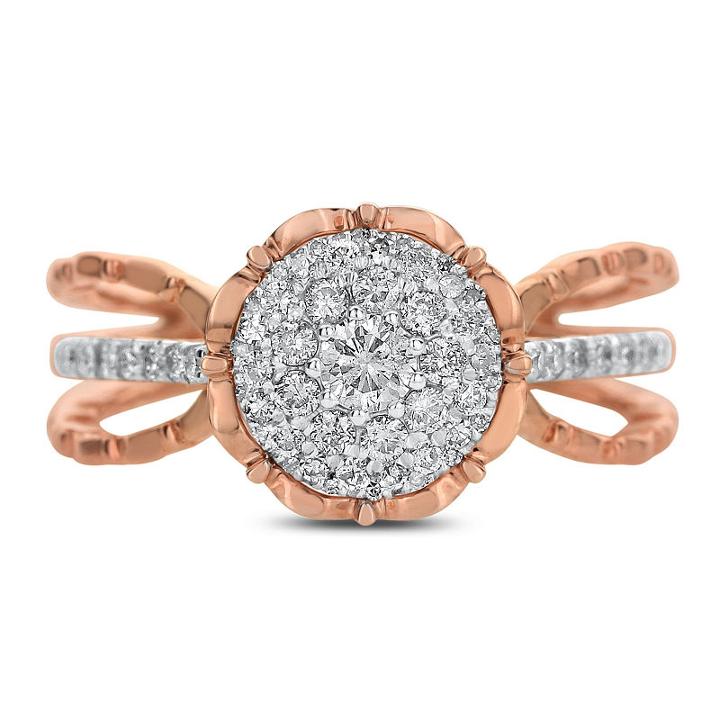 Womens 1/2 Ct. T.w. Diamond White 14k Rose Gold Cocktail Ring