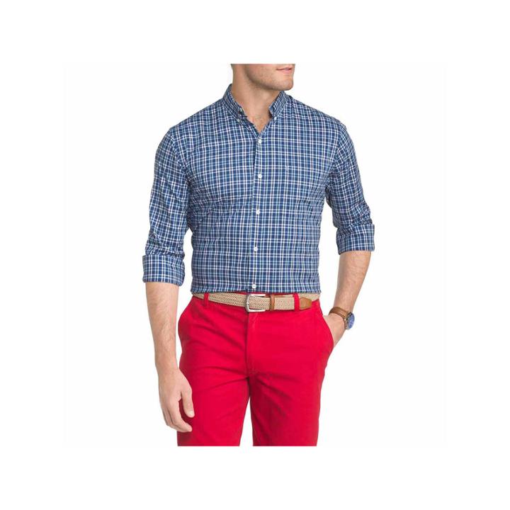Izod Advantage Performance Stretch Plaid Long Sleeve Shirt