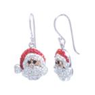Sparkle Allure Santa Multi Color Crystal Silver Over Brass Drop Earrings
