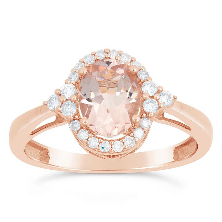 Womens 1/5 Ct. T.w. Genuine Pink Morganite 10k Gold Cocktail Ring