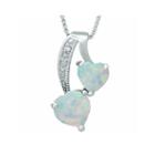 Lab-created Opal And Diamond-accent Sterling Silver Double-heart Pendant Necklace