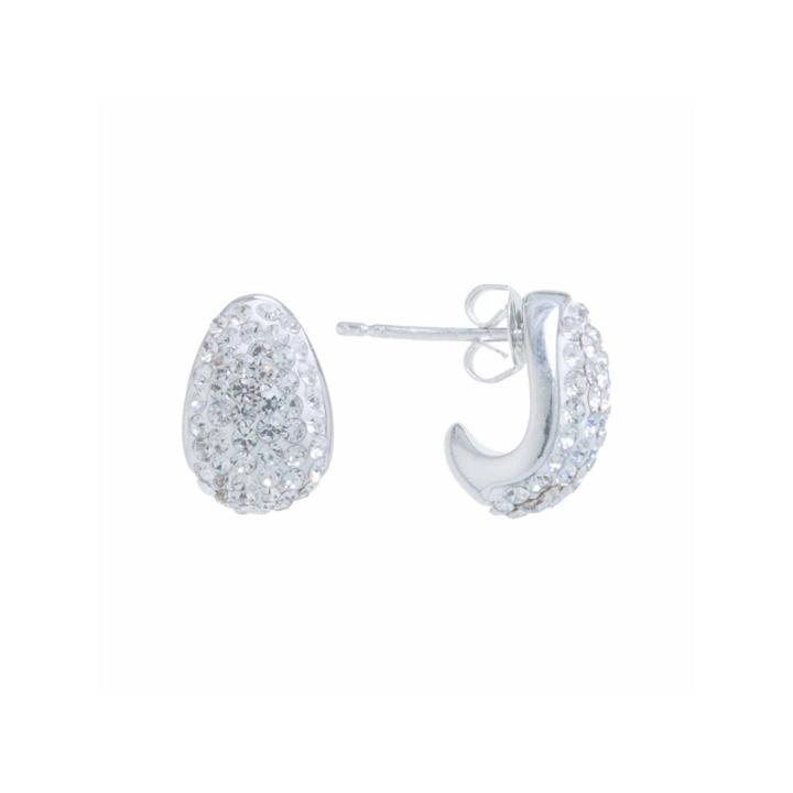 Sparkle Allure Round Silver Over Brass Stud Earrings