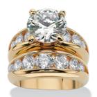 Womens Greater Than 6 Ct. T.w. White Cubic Zirconia Gold Over Brass Bridal Set