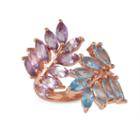 Womens Amethyst Purple 14k Rose Gold Over Silver Oblong Cocktail Ring