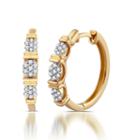 Diamond Blossom Genuine White Diamond 10k Gold Hoop Earrings