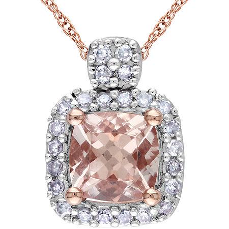 Genuine Morganite & Diamond Pendant Necklace