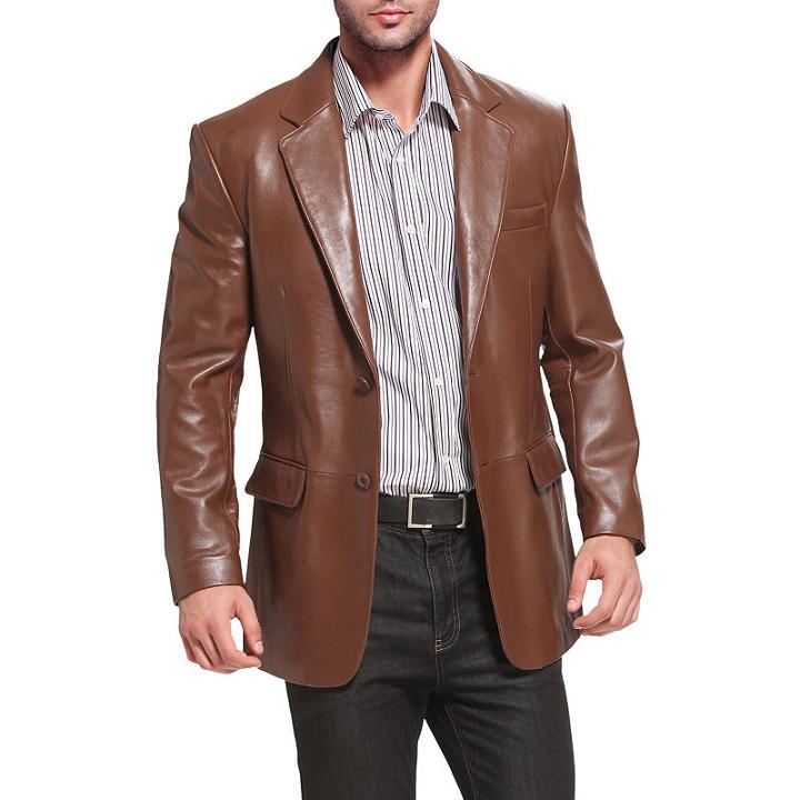 Bgsd Men's Richard Classic Two-button New Zealand Lambskin Leather Blazer