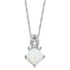 Lab Created Opal And Lab Created White Sapphire Sterling Silver Pendant