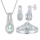 Womens 3-pc. Blue Aquamarine Sterling Silver Jewelry Set