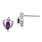 Diamond Accent Purple Amethyst 10mm Heart Stud Earrings