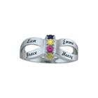 Personalized Engraved Simulated Birthstone Split Shank Ring