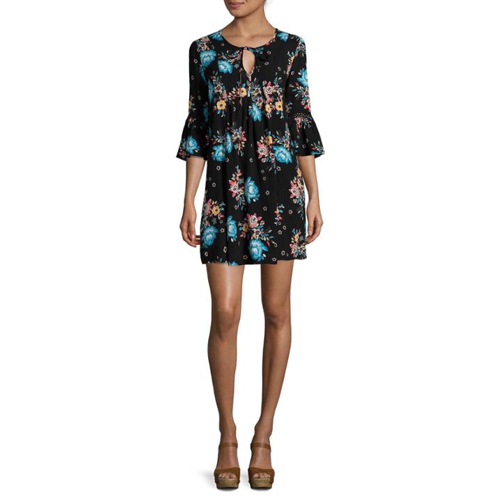 Arizona Bell-sleeve Floral Dress- Juniors