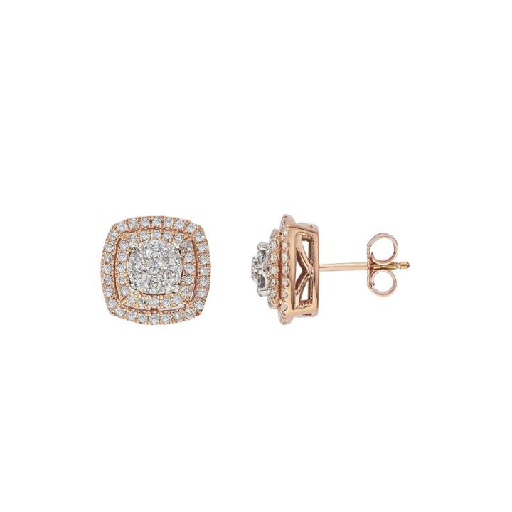 Diamond Blossom 1 Ct. T.w. Diamond 10k Rose Gold Double-halo Earrings