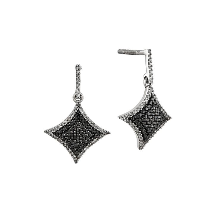5/8 Ct. T.w. White And Color-enhanced Black Diamond Sterling Silver Drop Earrings