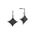 5/8 Ct. T.w. White And Color-enhanced Black Diamond Sterling Silver Drop Earrings