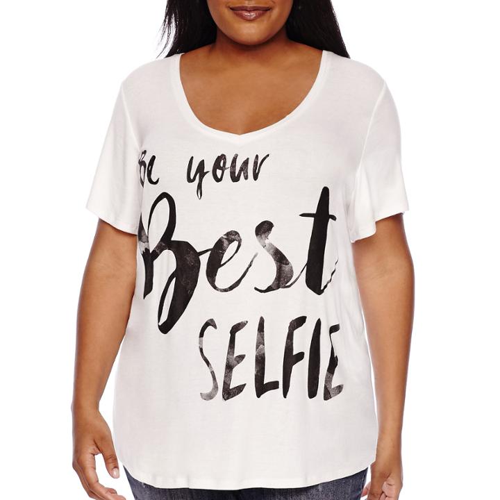 Boutique+ V-neck Graphic Tee Shirt - Plus