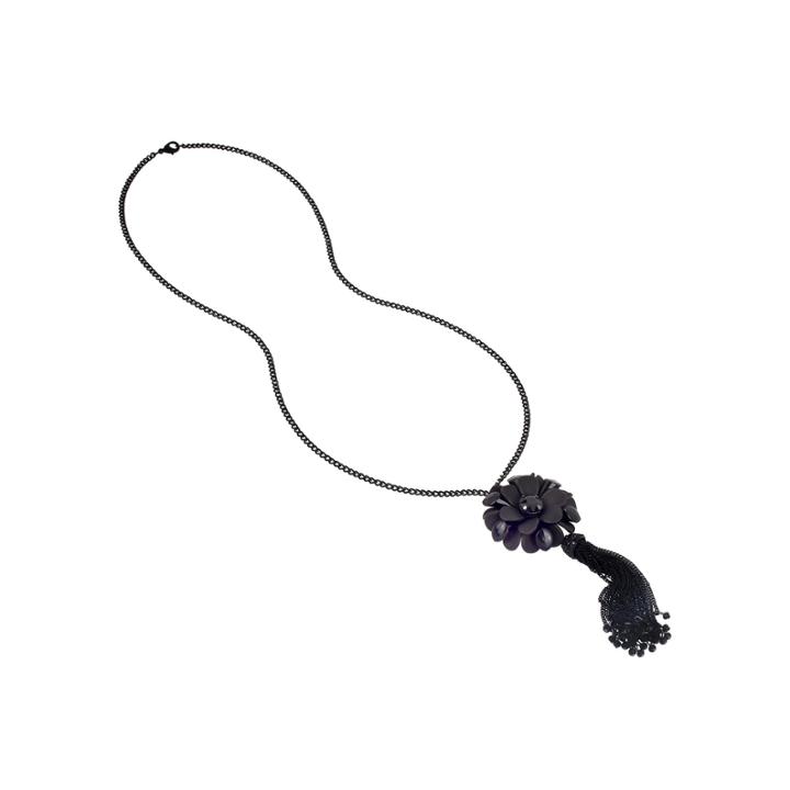Mixit&trade; Jet Flower Tassel Necklace
