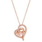 Sparkle Allure Sparkle Allure Womens 3/4 Ct. T.w. Clear 14k Rose Gold Over Brass Pendant Necklace