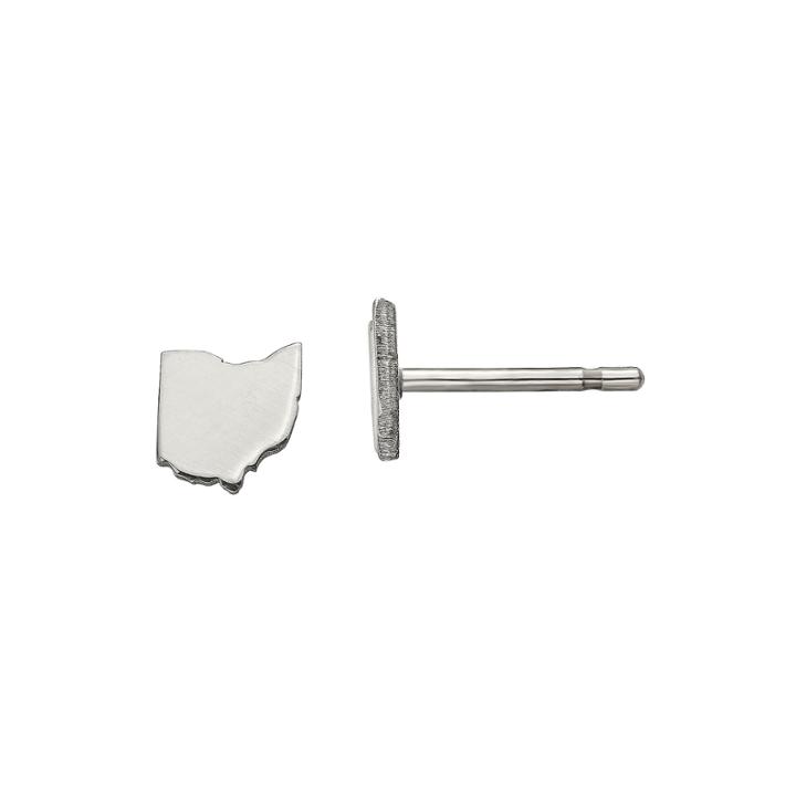 Personalized Sterling Silver Ohio Stud Earrings