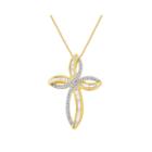 1/3 Ct. T.w. Diamond 14k Yellow Gold Over Sterling Silver Cross Pendant Necklace