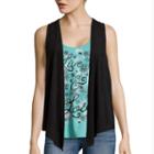 Self Esteem Graphic Layered-look Tank Top With Suede Vest