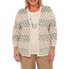 Alfred Dunner Emerald Isle 3/4 Sleeve Crew Neck Layered Sweaters-plus