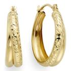 Diamond-cut 14k Yellow Gold 18.6mm Double-hoop Earrings