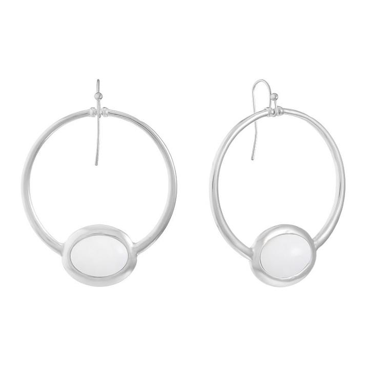 Liz Claiborne White 53mm Oval Hoop Earrings