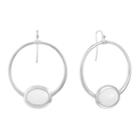 Liz Claiborne White 53mm Oval Hoop Earrings